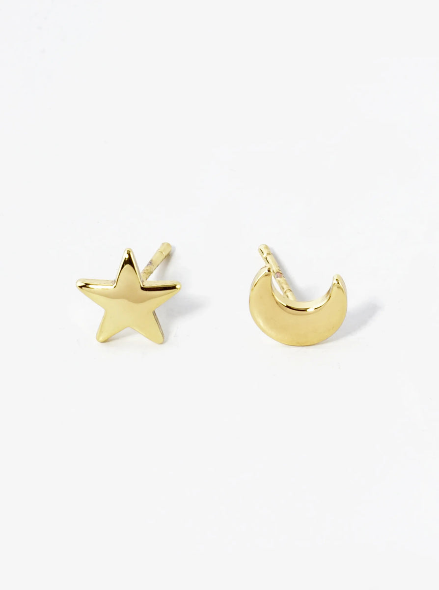 Tiny Star and Moon Earrings / Dainty Gold Star Moon Earring / Delicate Gold Star & Moon Studs / Gold Star Diamond Moon / store Minimalist Jewelry