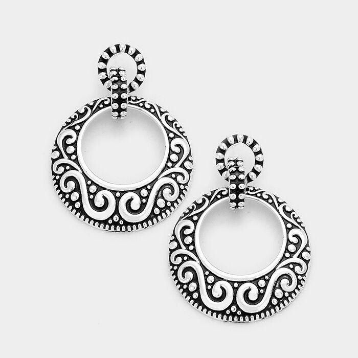 Embossed Double Hoop LARGE Gypsy Boho Earrings DazzledByJewels