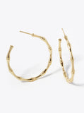 Bamboo Round Hoop Earrings - Yellow Gold or White Gold