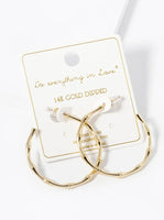 Bamboo Round Hoop Earrings - Yellow Gold or White Gold