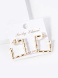 Bamboo Square Hoop Earrings - Gold or White Gold