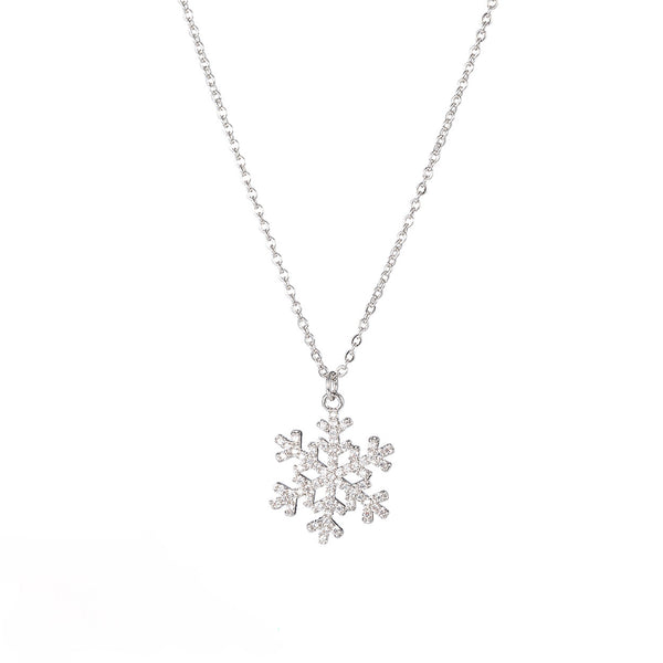 Snowflake Pendant CZ Necklace