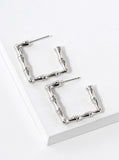 Bamboo Square Hoop Earrings - Gold or White Gold