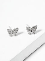 CZ Pave Butterfly Dainty Stud Earrings 