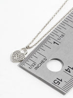 CZ Pave Dainty Heart Padlock Pendant Necklace - White Gold 