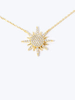 CZ Pave Sunburst Pendant Necklace - Gold