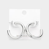 Chunky Medium Tube Hoop Earring - Silver