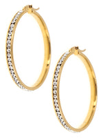 Crystal Hoop Earrings in Stainless Steel - Gold Tone