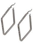 Cubic Zirconia Square Hoop Earrings - Silver