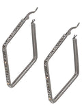 Cubic Zirconia Square Hoop Earrings - Silver