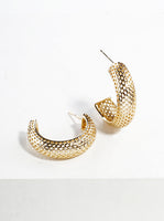 Curved Half Metal Mesh Open Hoop Earrings