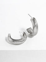 Curved Half Metal Mesh Open Hoop Earrings