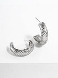 Curved Half Metal Mesh Open Hoop Earrings