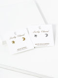 Dainty Star and Moon Asymmetrical Celestial Stud Earrings