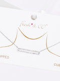 Delicate CZ Pave Rectangle Pendant Necklace - White Gold