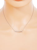 Delicate CZ Pave Rectangle Pendant Necklace - White Gold