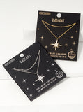 Double Layered CZ Pave Starburst Pendant Necklace