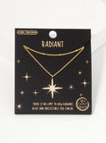 Double Layered CZ Pave Starburst Pendant Necklace