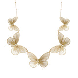 Filigree 5 Butterfly with Crystal Collar 3D Necklace