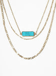 Gemstone Bar Pendant Delicate Layered Chain Necklace