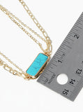 Gemstone Bar Pendant Delicate Layered Chain Necklace