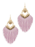 Hammered Metal Tassel Earrings - Lavender