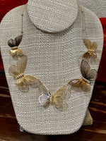 Filigree 5 Butterfly with Crystal Collar 3D Necklace