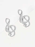 Musical G Treble Clef Post Stud Earrings