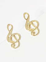 Musical G Treble Clef Post Stud Earrings