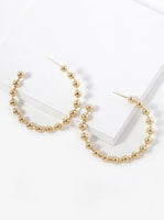 Open Bead Ball Hoop Earrings - Gold or White Gold