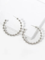 Open Bead Ball Hoop Earrings - Gold or White Gold