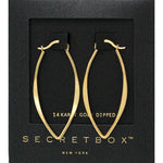 Secret Box New York 14K Gold Dipped Marquise Hoop Earrings Yellow Gold