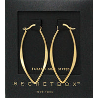 Secret Box New York 14K Gold Dipped Marquise Hoop Earrings Yellow Gold
