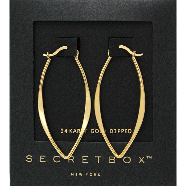 Secret Box New York 14K Gold Dipped Marquise Hoop Earrings Yellow Gold