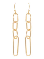 Polished Oval Paperclip Link Drop Earrings - Gold Tone