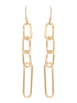 Polished Oval Paperclip Link Drop Earrings - Gold Tone