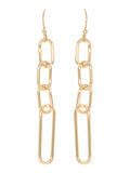 Polished Oval Paperclip Link Drop Earrings - Gold Tone