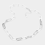 Rectangle Link Necklace Set - Silver