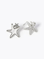 Mother Of Pearl CZ Pave Starfish Stud Earrings