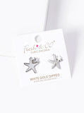 Mother Of Pearl CZ Pave Starfish Stud Earrings