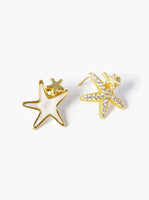 Mother Of Pearl CZ Pave Starfish Stud Earrings