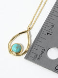 Turquoise Teardrop Pendant Necklace - Gold