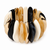 Abstract Celluloid Acetate Stretch Bracelet with Gold Accents | DazzledByJewels