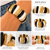 Abstract Celluloid Acetate Stretch Bracelet with Gold Accents | DazzledByJewels