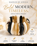 Abstract Celluloid Acetate Stretch Bracelet with Gold Accents | DazzledByJewels