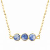 Blue druzy stone necklace on a gold-tone chain