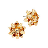 Gold-tone Christmas bow stud earrings with post-back closures.