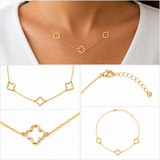 Genuine Gold Dipped Open Quatrefoil Station Necklace | Hypoallergenic
