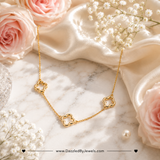 Genuine Gold Dipped Open Quatrefoil Station Necklace | Hypoallergenic