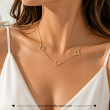 Genuine Gold Dipped Open Quatrefoil Station Necklace | Hypoallergenic